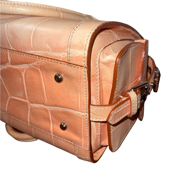 Vintage Dooney & Bourke Peach Medium Side Pocket Satchel Hand Bag Made In Italy - Picture 11 of 15